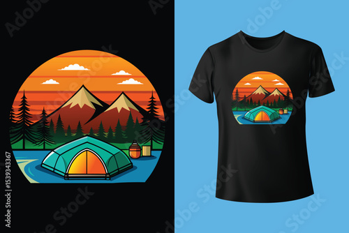 Adventure t-shirt design. Outdoor t shirt design. t-shirt design vector for print. Camping design vector illustration. Travel quotes for t shirt.