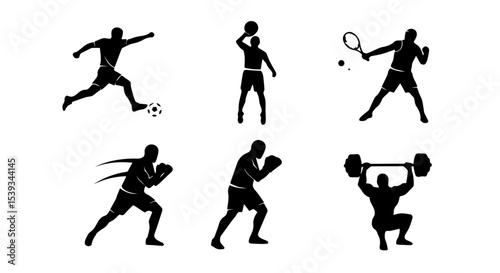 Powerful Sport Silhouettes Athletic Icons Fitness Graphic Design Elements