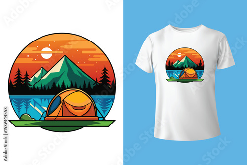 Adventure t-shirt design. Outdoor t shirt design. t-shirt design vector for print. Camping design vector illustration. Travel quotes for t shirt.