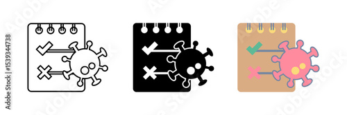virus analysis document icon set. modern design isolated on white background