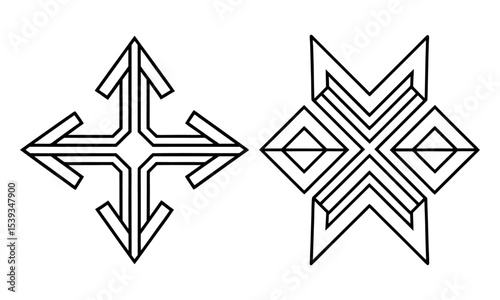 Modern Geometric Abstract Vector Art – Symmetrical Decorative Pattern Design
