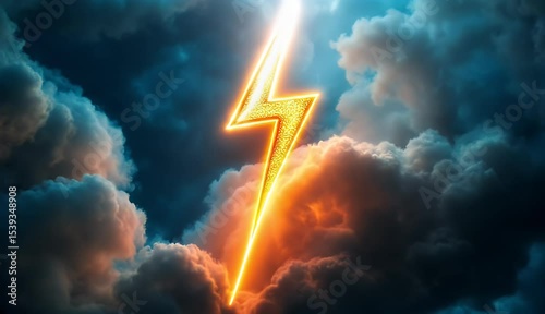 Lightning Bolt in Dramatic Storm Clouds