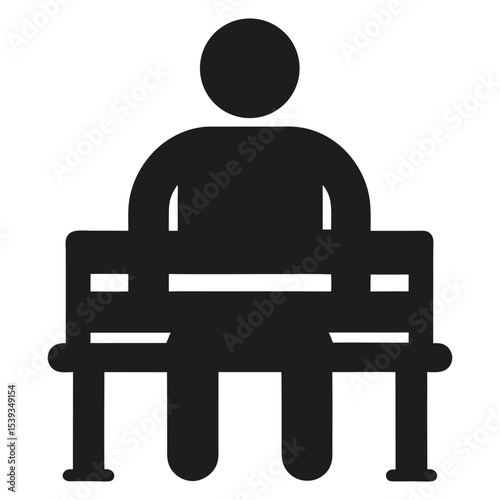 Person Sitting on a Park Bench Simple Black Icon Vector Graphic ,