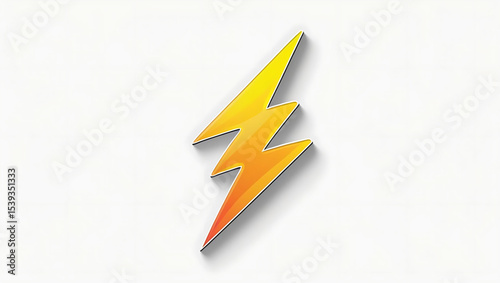 Yellow 3D lightning bolt icon with an arrow sign, symbolizing success and electric power