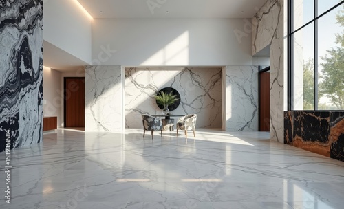 A symphony of natural stone featuring polished onyx black emperador and breccia agate showcasing the versatility of modern Italian marble for both interior and exterior home d�cor from tile to ceramic