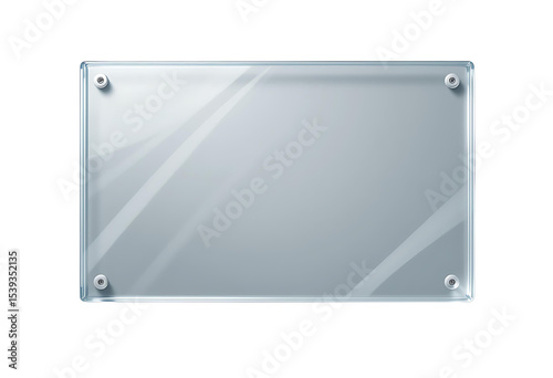 Realistic Transparent Glass plate layout background. Realistic screen glass, window effect with flare, clear glass showcase, glossy plastic glare frame, acrylic with glares and light, plexiglas, 3d. 