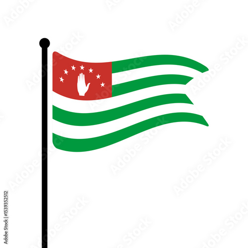 Flag of Abkhazia. Abkhazia flag vector illustration icon design. Fluttering flagpole flag.