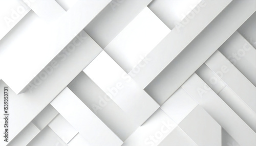 白の幾何学模様のイラスト。3D。立体的なブロックスタイル。White geometric illustration. 3D. Three-dimensional block style.