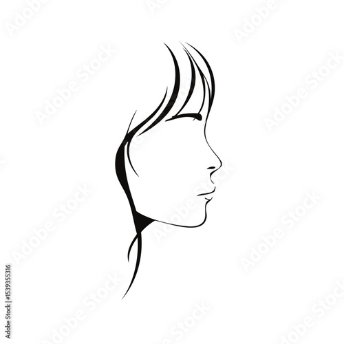woman face silhouette side view vector art
