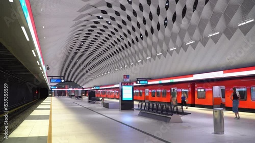 A modern underground metrostation station located in Espoo, Helsinki, Finland
