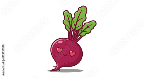 Beet with love hearts eyes cartoon veggie