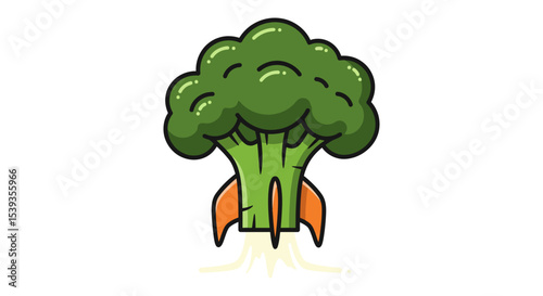 Broccoli rocket launch healthy eating concept