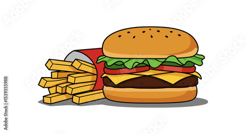 Burger and fries combo fast food meal