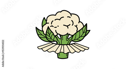 Cauliflower vegetable with tutu, funny food icon