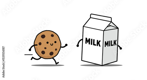 Cookie runs with milk carton cartoon concept