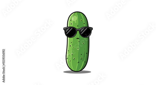 Cool pickle character with sunglasses on blue backdrop
