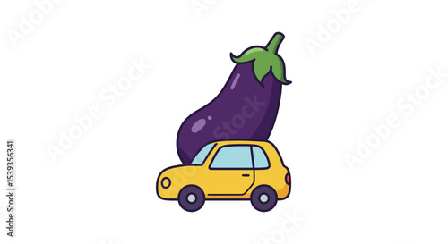 Eggplant car comical food delivery auto