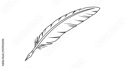 Feather quill ink pen writing antique style