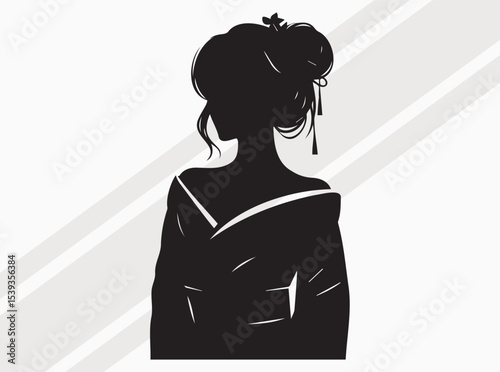 Japanese Woman Silhouette Art Print for Cultural and Elegant Home Decor Inspiration