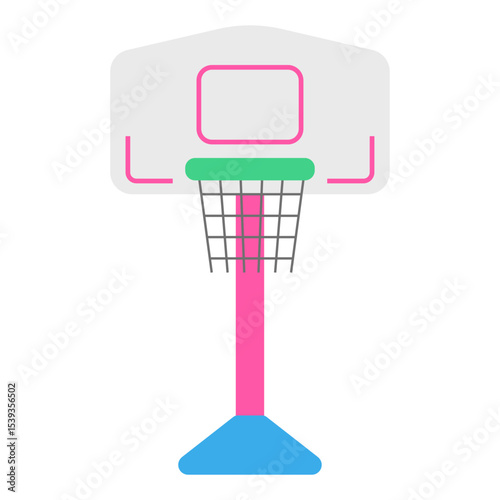 Minimal basketball hoop vector in pastel color flat design