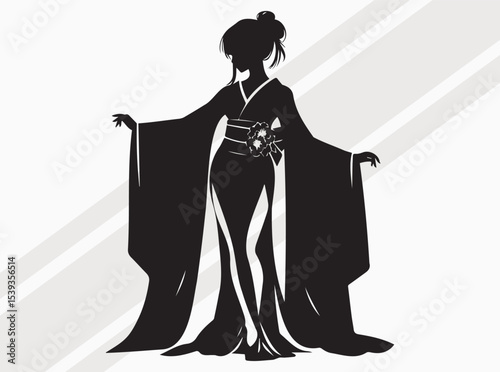 Japanese Woman Silhouette Art Print for Cultural and Elegant Home Decor Inspiration