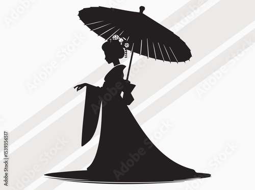 Japanese Woman Silhouette Art Print for Cultural and Elegant Home Decor Inspiration