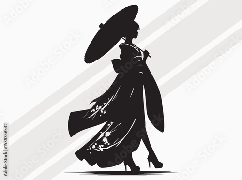 Japanese Woman Silhouette Art Print for Cultural and Elegant Home Decor Inspiration