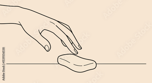 Hand reaching for soap line art hygiene