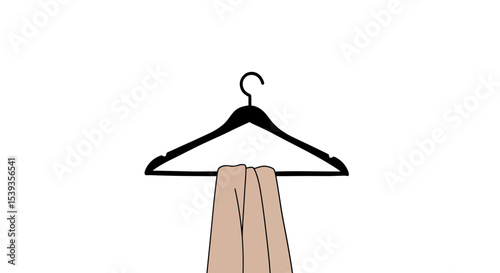 Hanger with clothes on light blue background