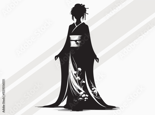 Japanese Woman Silhouette Art Print for Cultural and Elegant Home Decor Inspiration