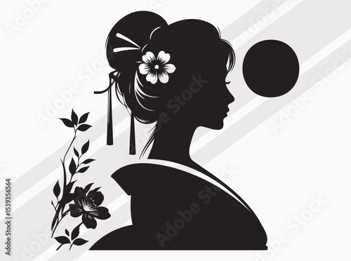 Japanese Woman Silhouette Art Print for Cultural and Elegant Home Decor Inspiration