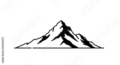 Minimalist mountain peak on blue background scenery