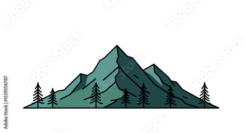 Mountain peak and pine trees nature scenery