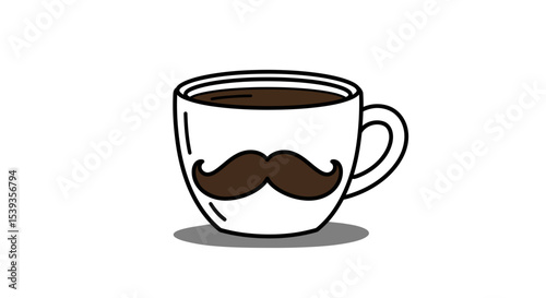 Mug with mustache on blue background
