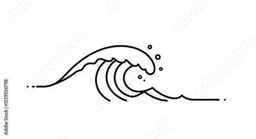 Ocean wave scene in minimal outline style