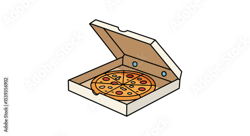 Pizza box with slice ready to eat