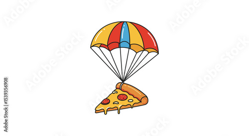 Pizza parachute delivery food concept tasty