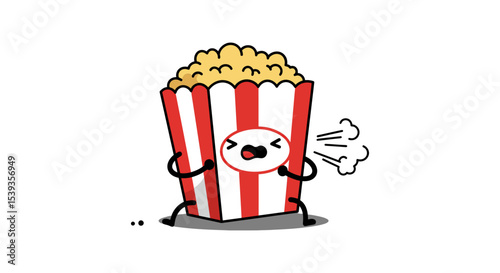 Popcorn character cartoon feeling bad sick