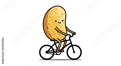 Potato character riding bicycle fun activity