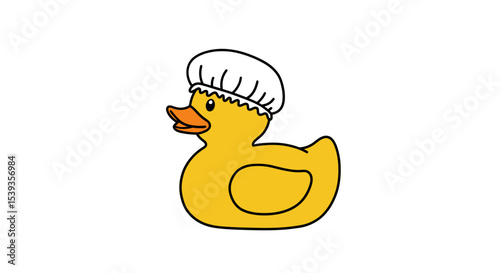 Rubber ducky with shower cap toy icon