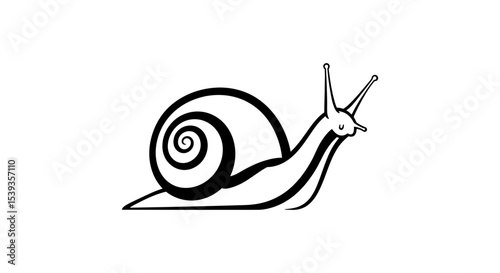 Snail animal shell slow moving outline black