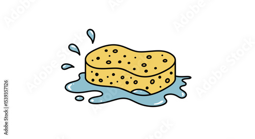 Sponge with water drops cleaning concept