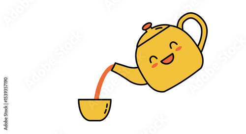 Teapot pouring tea into cup food object