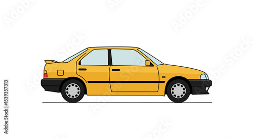 Yellow sedan car simple modern style design