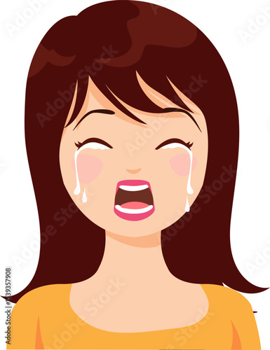 Tearful Expression: Capturing raw emotion, a woman with flowing hair conveys deep sadness and emotional turmoil through expressive tears. 