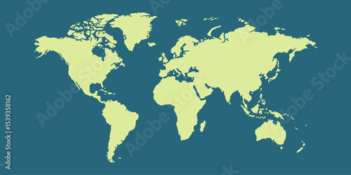 World map background perfect for travel, education, or business themes. Great for presentations, blogs, and global concepts. Ideal for your next creative project. Dark blue and bright green.
