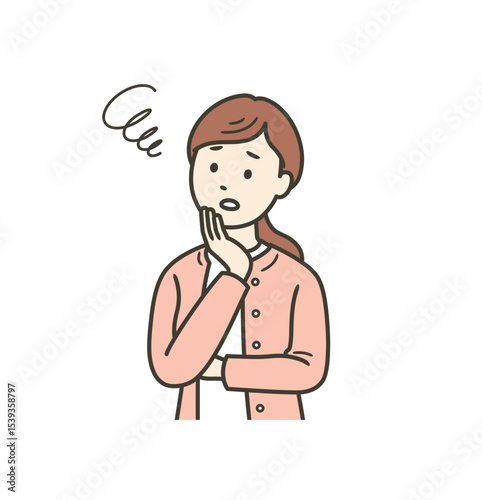 悩む成人女性の上半身イラスト
