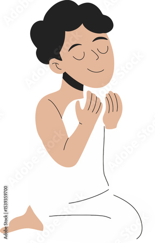 Devout Soul in Serene Prayer: A person is depicted in deep prayer, embodying spirituality and reflection. This artwork conveys a sense of tranquility and devotion.
