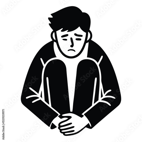 Depression man icon set. Depress, sad, lonely, stress concept. vector