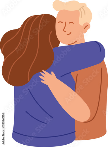 Embrace of Friendship: A heartwarming depiction of two individuals locked in a tender embrace, expressing connection and warmth, conveying a sense of comfort and solidarity.